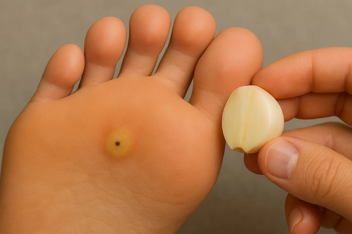 درمان میخچه پا با سیر