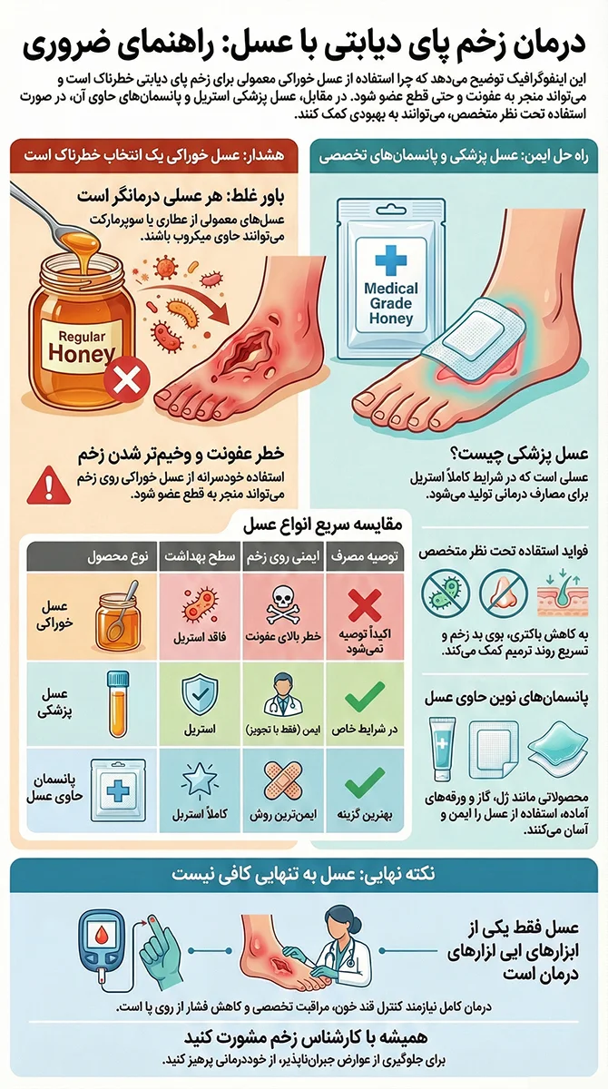 عسل برای زخم پای دیابتی